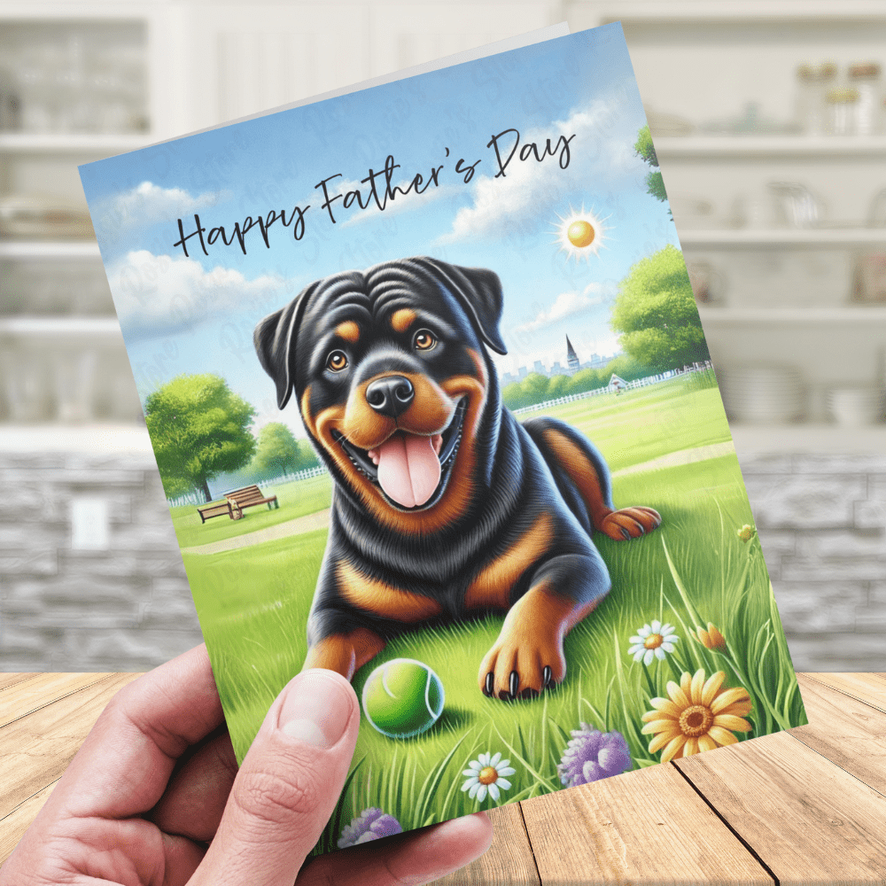 Father's Day Digital Greeting Card, Rottweiler Dog: Happy Father's Day