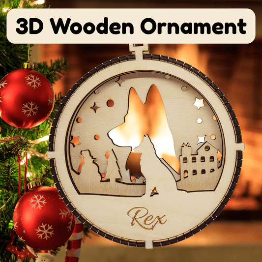 3D Wooden Dog Ornament: German Shepherd