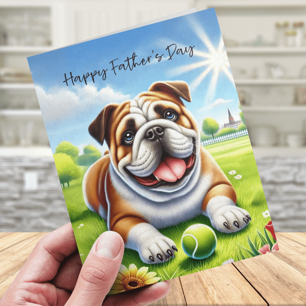 Dad Gift, Greeting Card, Bulldog Dog 2: Happy Father's Day