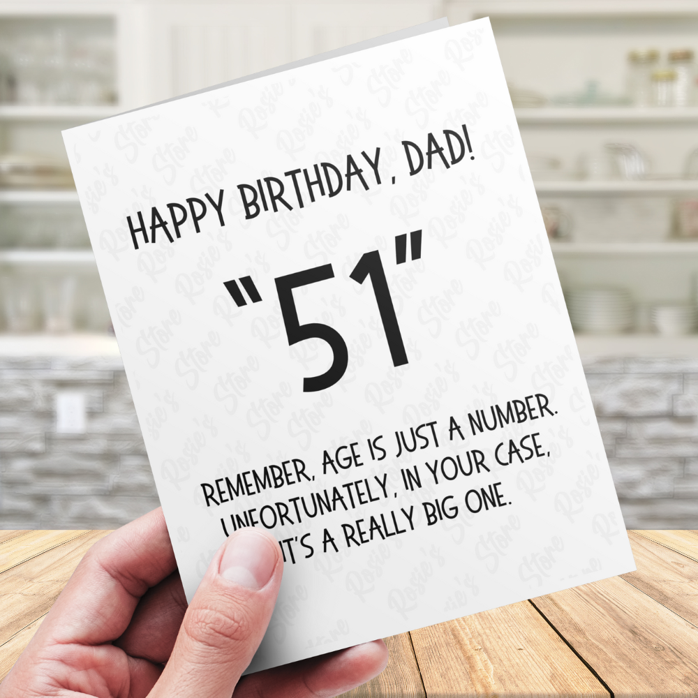Dad Funny Birthday Card: Age Is Just A Number