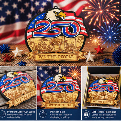 USA 250th Anniversary Wooden Ornament