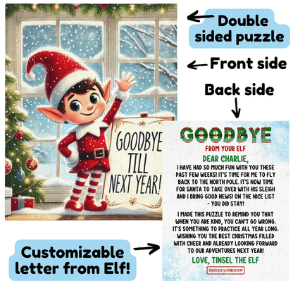 Christmas Gift, Personalized Elf Letter Double-Sided Jigsaw Puzzle: Goodbye From Your Elf (Elves)