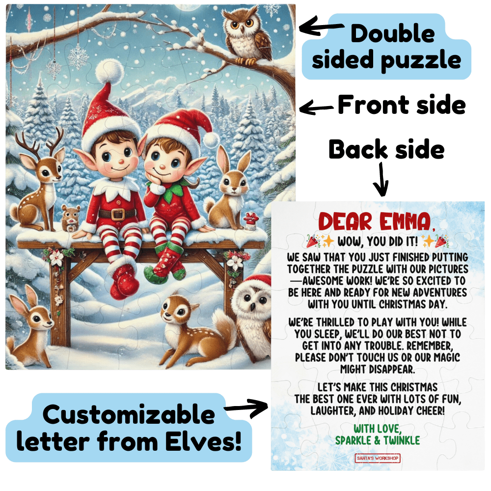 Christmas Gift, Personalized Elf Letter Double-Sided Jigsaw Puzzle: Wow, You Did It!