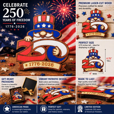 USA 250th Anniversary Gnome Ornament