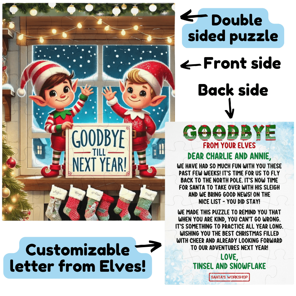 Christmas Gift, Personalized Elf Letter Double-Sided Jigsaw Puzzle: Goodbye From Your Elf (Elves)