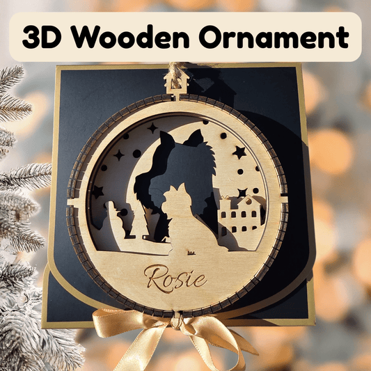 3D Wooden Dog Ornament: Yorkshire Terrier (Yorkie)