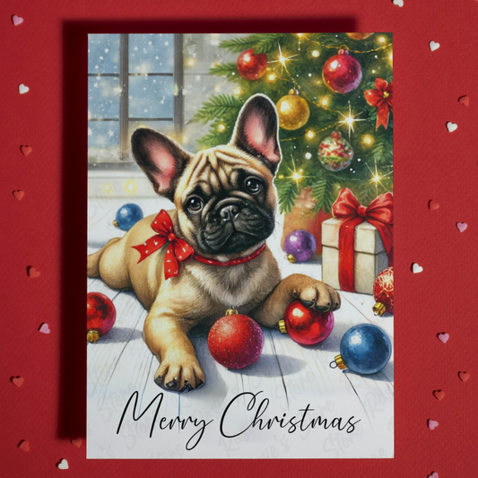 Christmas Greeting Card, French Bulldog: Merry Christmas