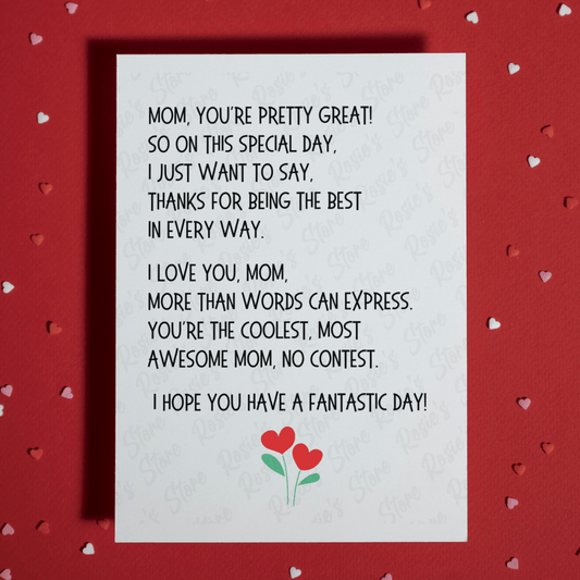 Mom Gift, Greeting Card For Mother: You're The Best, Mom