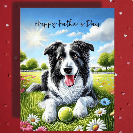 Dad Gift, Greeting Card, Border Collie Dog, Black & White: Happy Father's Day