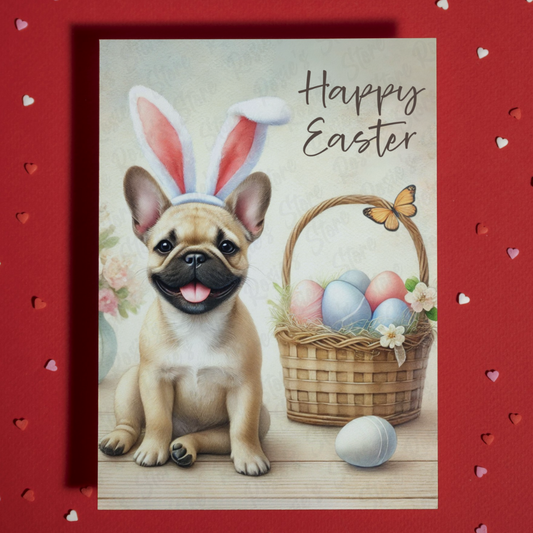 Easter Greeting Card, French Bulldog: Happy Easter