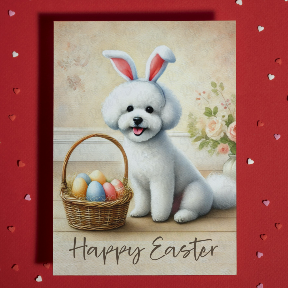 Easter Greeting Card, Bichon Frise: Happy Easter