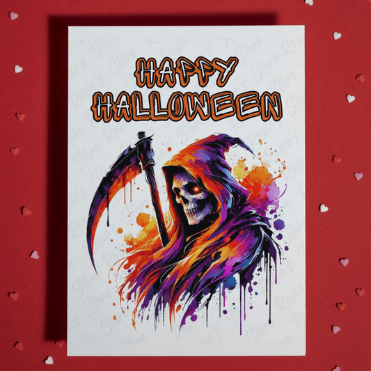 Halloween, Graffiti Reaper Greeting Card: Happy Halloween