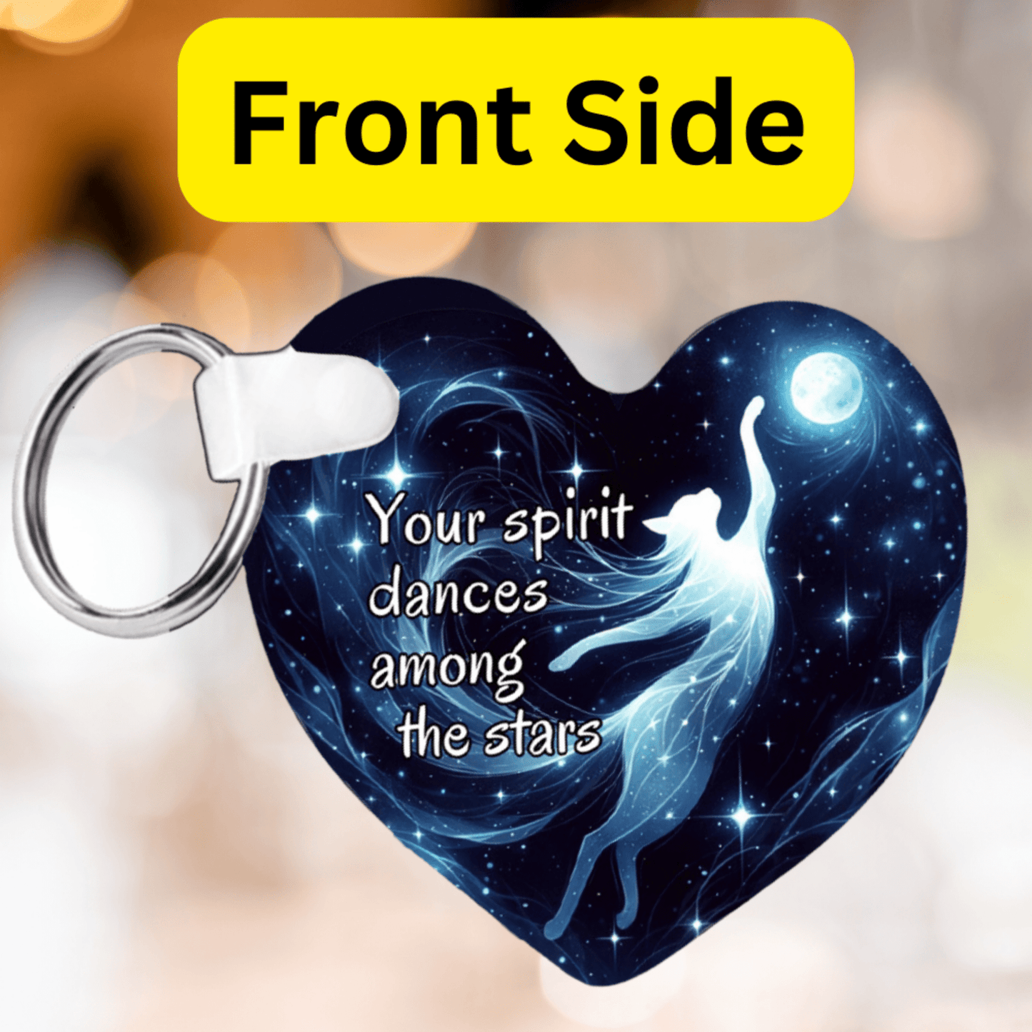 Cat Spirit, Memorial Heart Keychain With a Gift Box: Your Sprit Dances Among The Stars