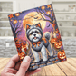 Halloween Fall Shih Tzu Dog Greeting Card