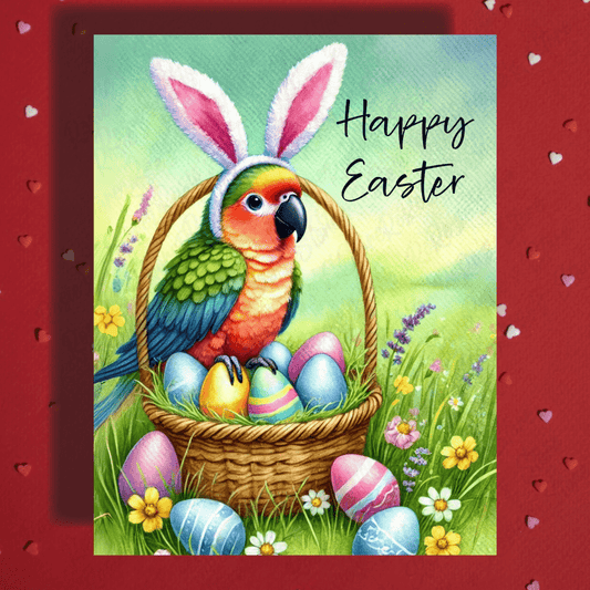 Easter Greeting Card, Parrot: Happy Easter