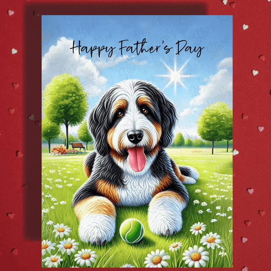 Dad Gift, Greeting Card, Bernedoodle Dog 2: Happy Father's Day