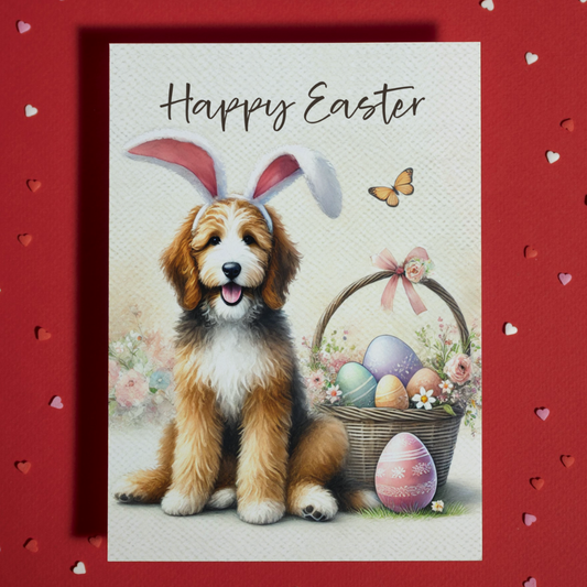 Easter Greeting Card, Bernedoodle Dog: Happy Easter