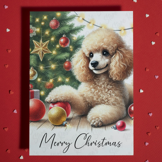 Christmas Greeting Card, Poodle: Merry Christmas