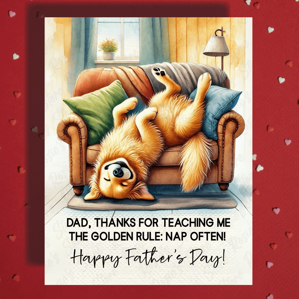 Dad Gift, Greeting Card, Golden Retriever Dog: Happy Father's Day