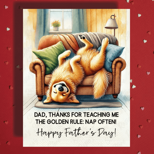Dad Gift, Greeting Card, Golden Retriever Dog: Happy Father's Day
