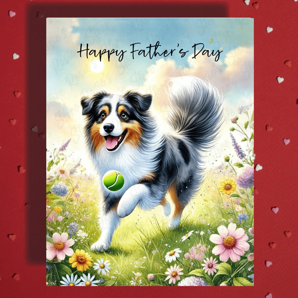 Dad Gift, Greeting Card, Aussie, Australian Shepherd Dog: Happy Father's Day