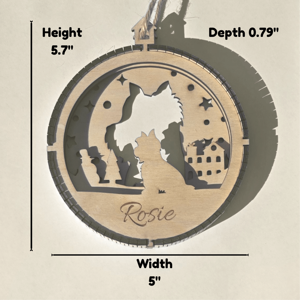 3D Wooden Dog Ornament: Yorkshire Terrier (Yorkie)