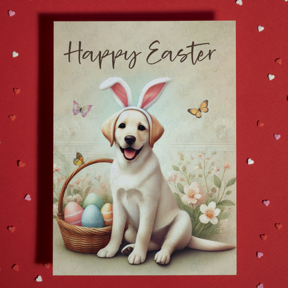 Easter Greeting Card, Labrador Retriever Dog: Happy Easter