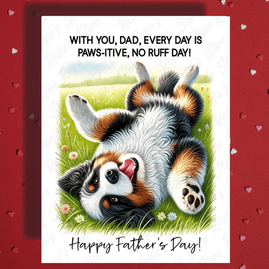 Dad Gift, Greeting Card, Bernedoodle Dog: Happy Father's Day