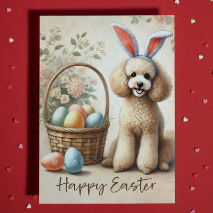 Easter Greeting Card, Poodle Dog: Happy Easter