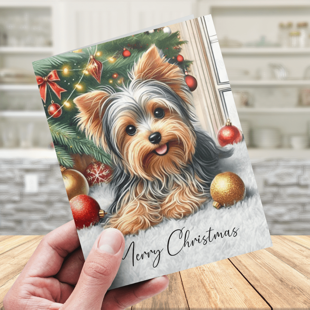 Christmas Digital Greeting Card, Yorkie: Merry Christmas