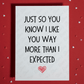 Couple Greeting Card: Just So You Know