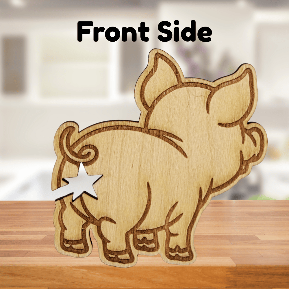 Funny Pig Wooden Bread Clip: Oink if you love carbs