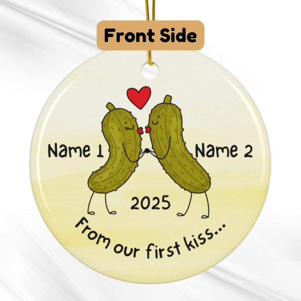 Personalized Ceramic Ornament: From Our First Kiss...