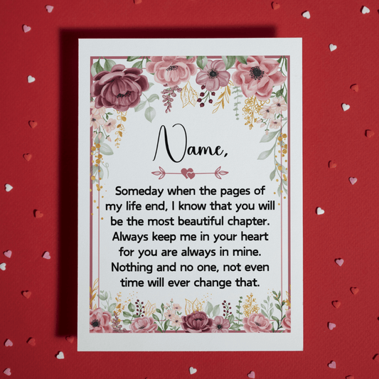Card for Her, Personalized Greeting Card: The Most Beautiful Chapter