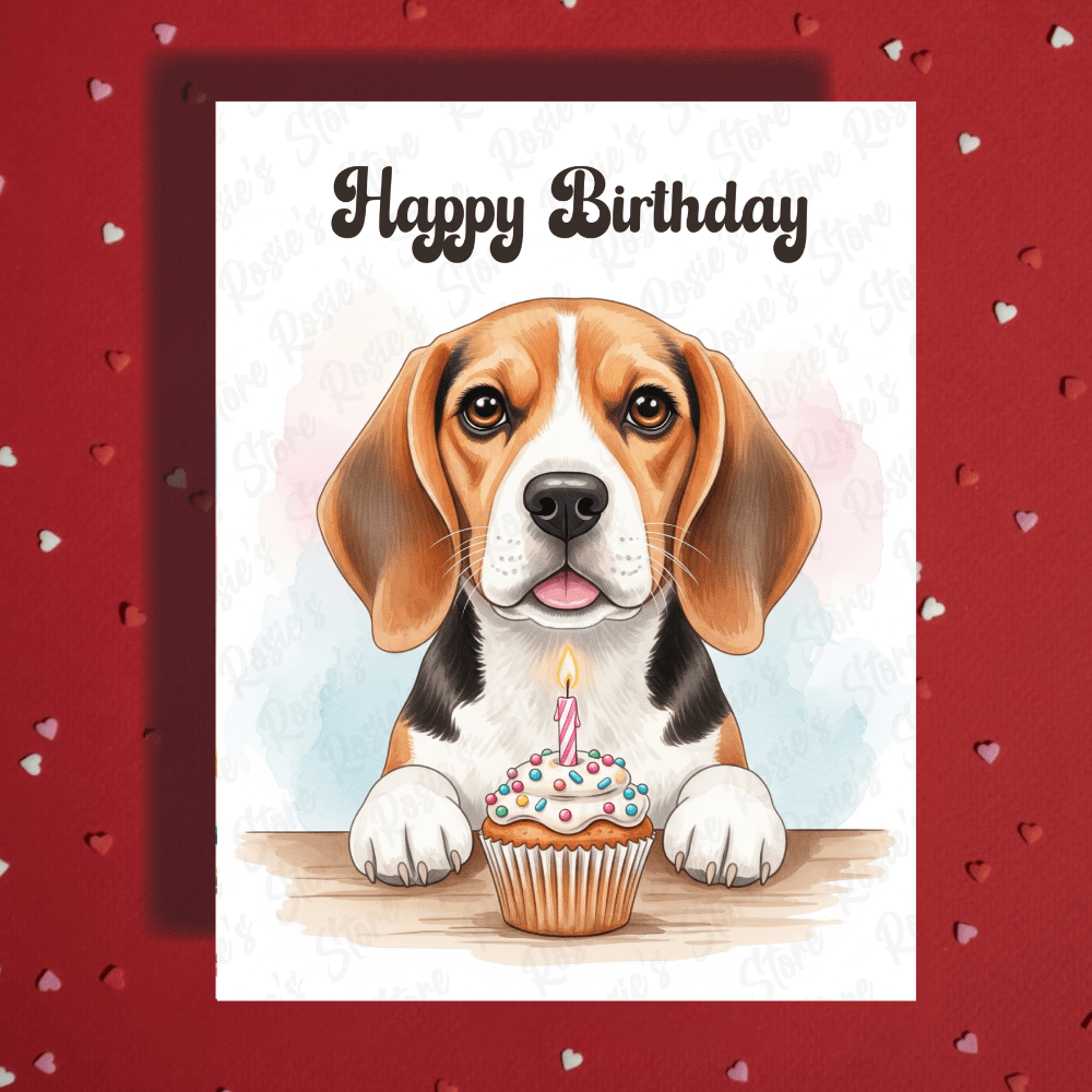 Birthday Greeting Card, Beagle Dog Pet Lover 02: Happy Birthday