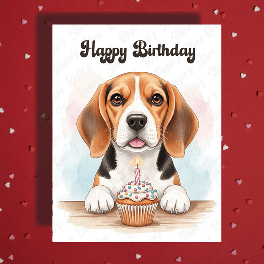 Birthday Greeting Card, Beagle Dog Pet Lover 02: Happy Birthday