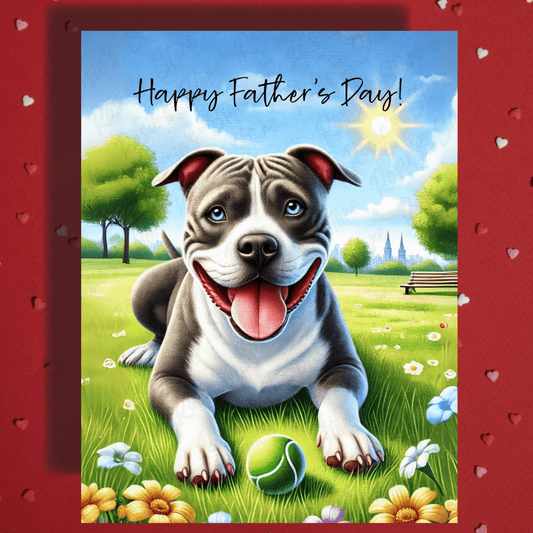 Dad Gift, Greeting Card, Pitbull Dog: Happy Father's Day