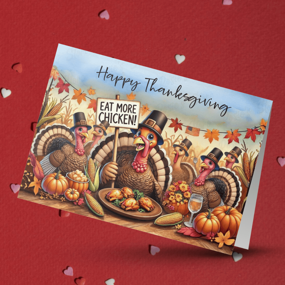 Thanksgiving, Funny Greeting Card: Eat More Chicken!