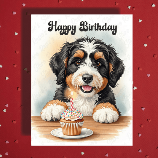 Birthday Greeting Card, Bernedoodle Dog Pet Lover: Happy Birthday