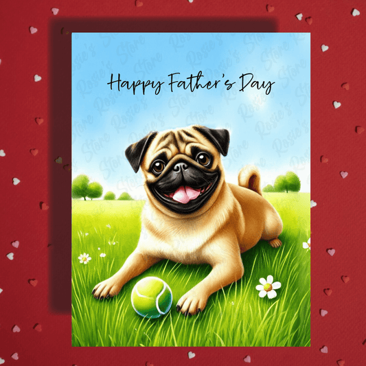 Dad Gift, Greeting Card, Pug Dog 2: Happy Father's Day