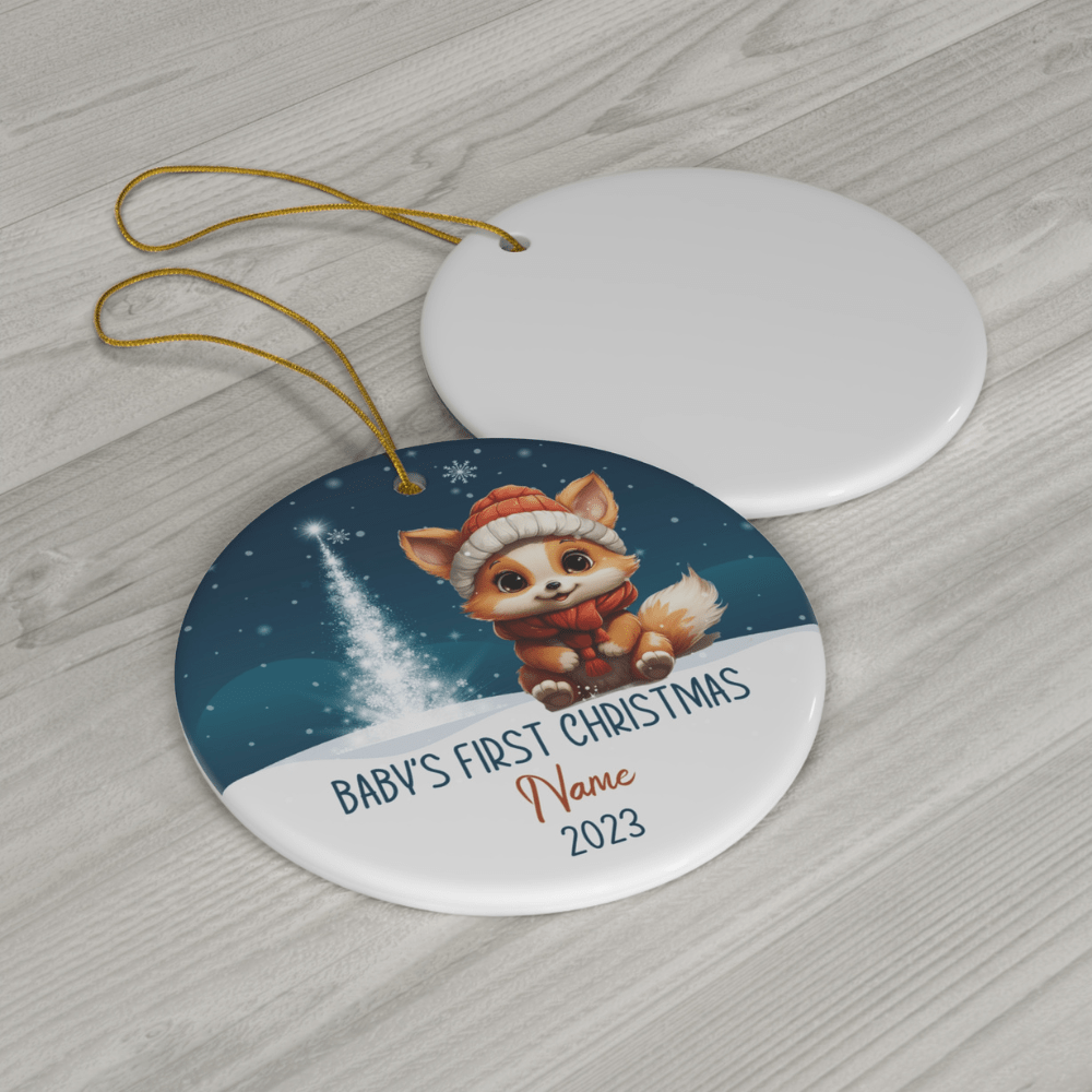Christmas Gift, Personalized Ceramic Ornament: Baby's First Christmas