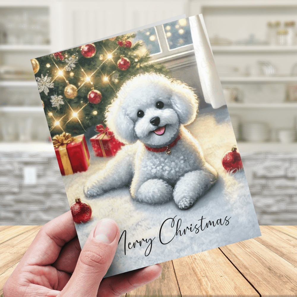 Christmas Digital Greeting Card, Bichon Frise: Merry Christmas