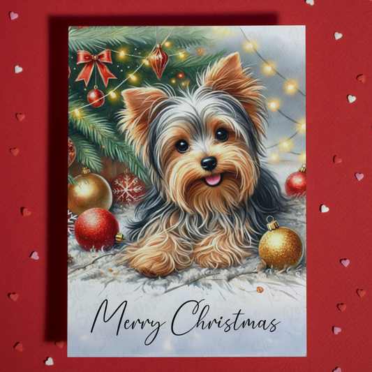 Christmas Greeting Card, Yorkie: Merry Christmas