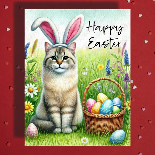 Easter Greeting Card, Cat: Happy Easter