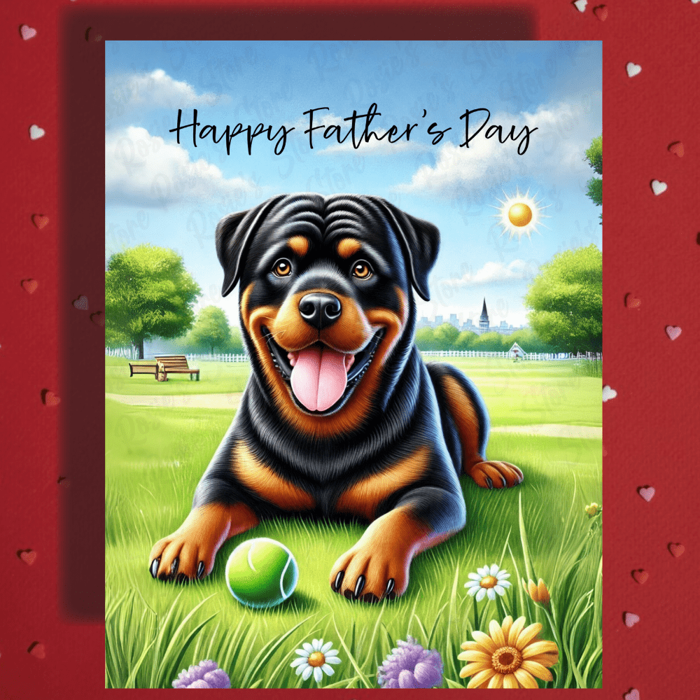 Dad Gift, Greeting Card, Rottweiler Dog: Happy Father's Day