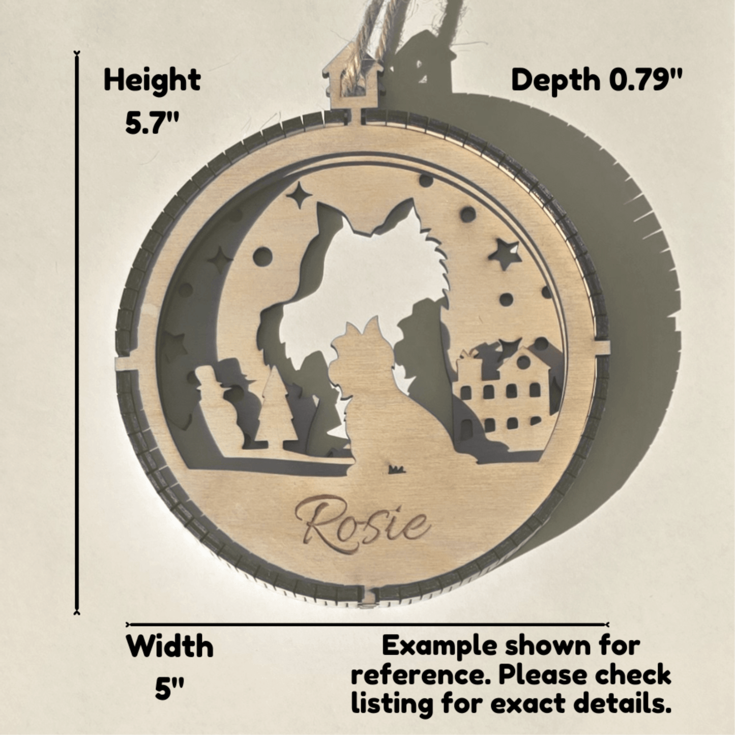 3D Wooden Dog Ornament: Toy Poodle