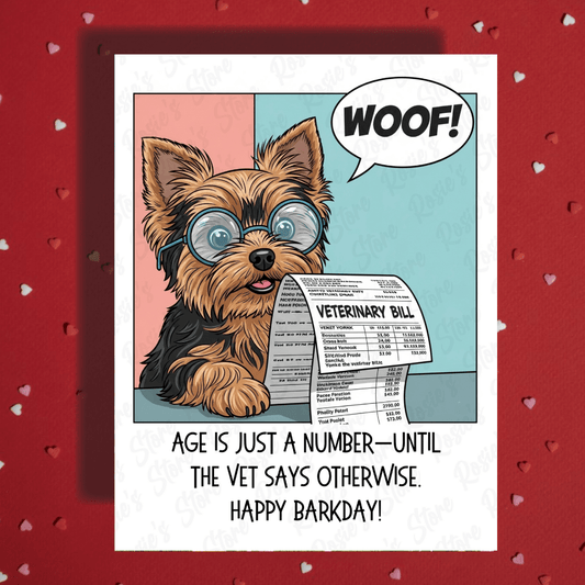 Birthday Greeting Card, Yorkie Dog Pet Lover: Age Is Just A Number