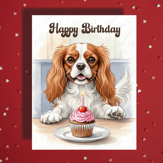 Birthday Greeting Card, Cavalier King Charles Spaniel Dog Pet Lover: Happy Birthday