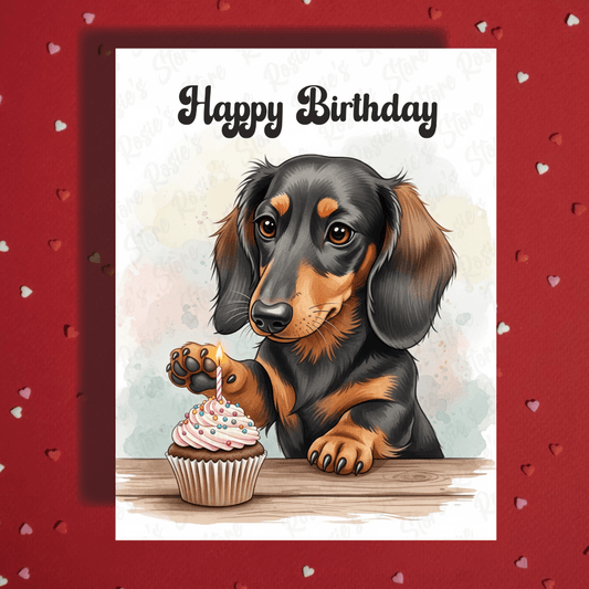 Birthday Greeting Card, Dachshund (black & brown) Dog Pet Lover: Happy Birthday