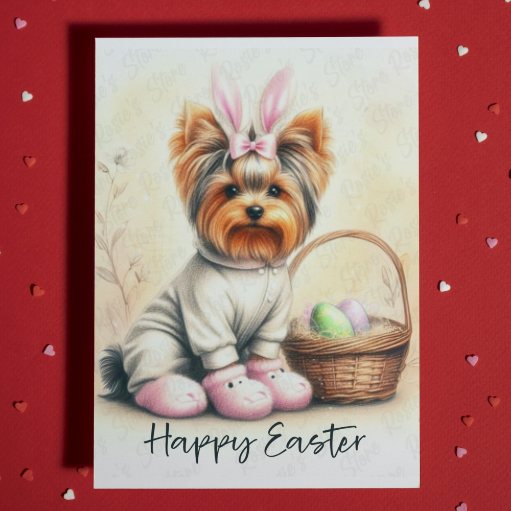 Easter Greeting Card, Yorkie: Happy Easter